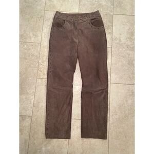 Vintage Robert Louis 100% Suede Grommet Brown Leather Pants Sz S Lined Western